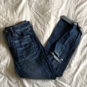 High Waisted Ripped Acid Dark Wash Jeans